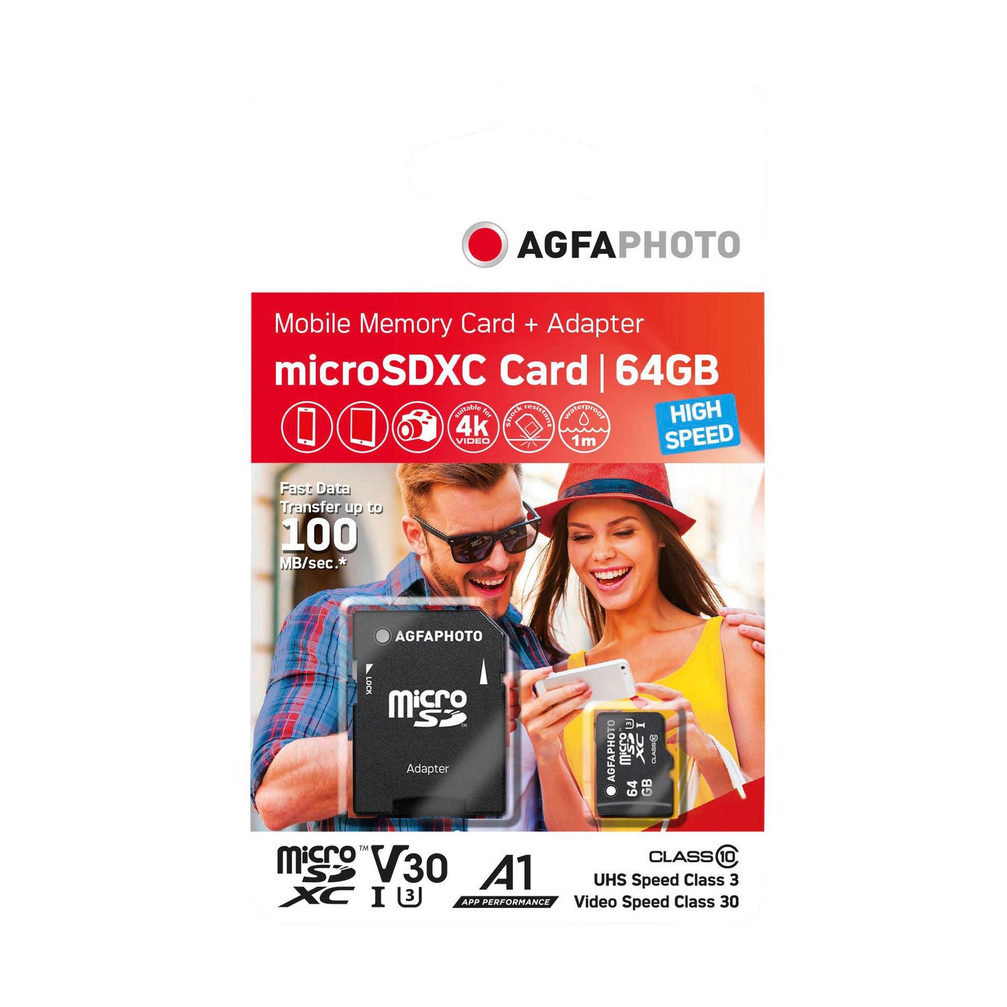 AgfaPhoto MicroSDXC UHS-I   64GB High Speed Class 10 U1 + Adapter