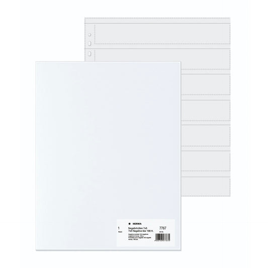 Herma Negative pockets  PP clear 100 Sheets/5-Strips         7767