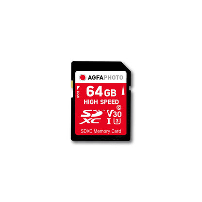 AgfaPhoto SDXC Card 64GB High Speed Class 10 UHS I U1 V30