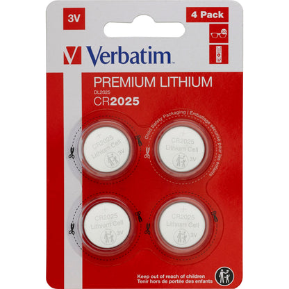 1x4 Verbatim CR 2025 Lithium battery 49532