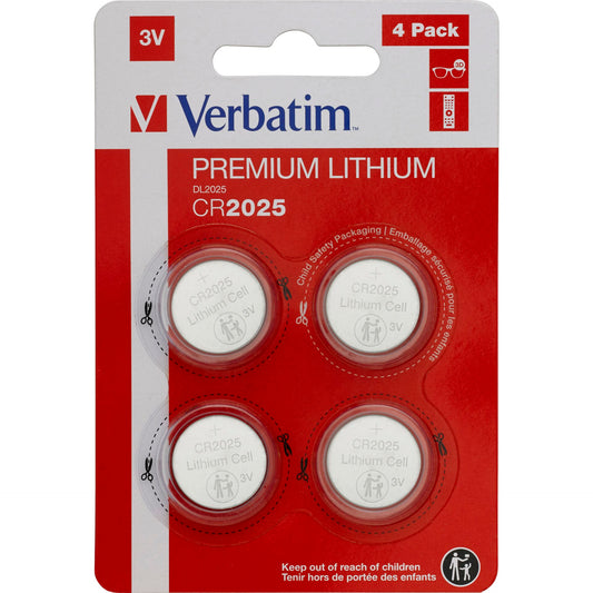 1x4 Verbatim CR 2025 Lithium battery 49532