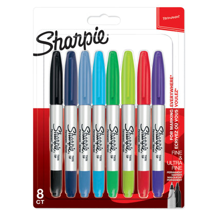 1x8 Sharpie Twin Tip Permanent- marker UF + F 8 colours