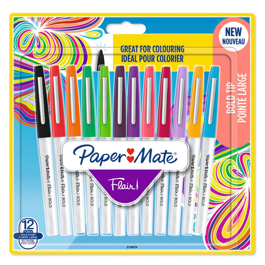 1x12 Paper Mate Flair Felt Tip Pen Bold B