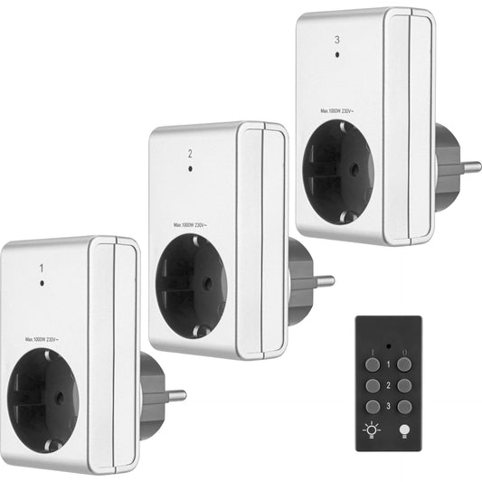 REV RC Plug Socket Set silver 3+1 3x1000W           0085010703