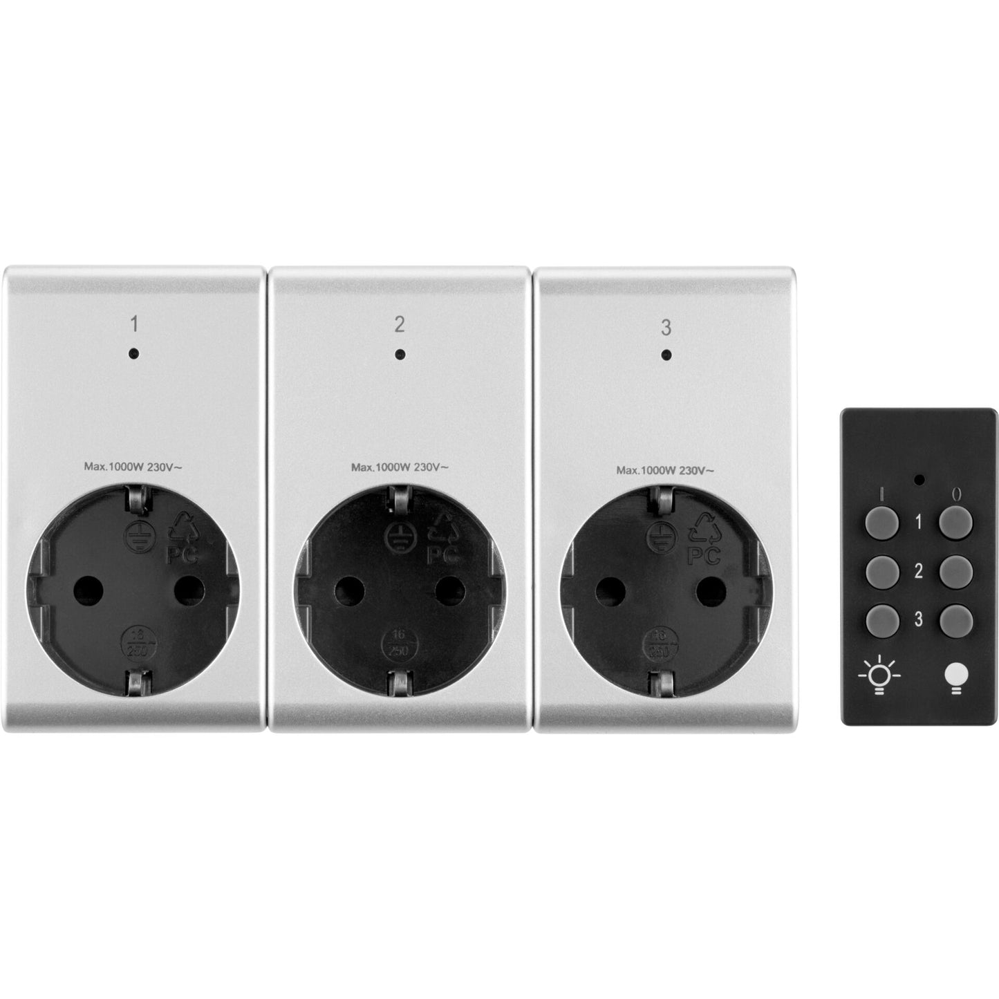 REV RC Plug Socket Set silver 3+1 3x1000W           0085010703