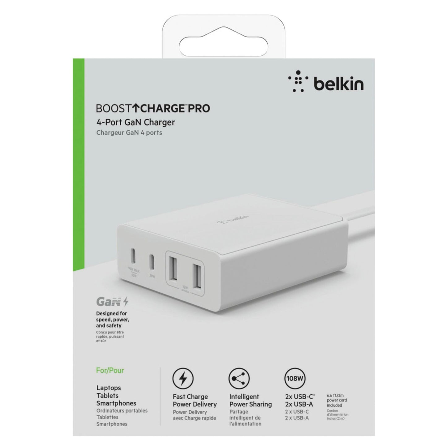 Belkin BOOST Charge  108W 4-Port Charg.2xUSB/C 2xUSB-A WCH010vfWH