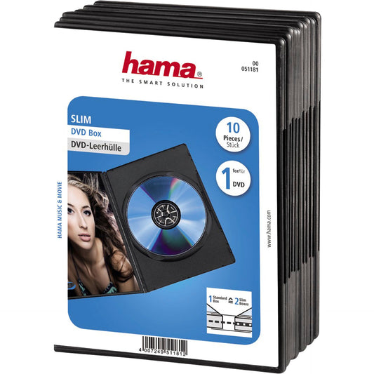 Hama Slim DVD Jewel Case pack of 10, black          51181