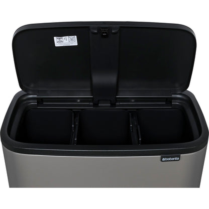 Brabantia Waste Bin Bo Touch Bin Mineral Concrete Grey, 3 x 11 L