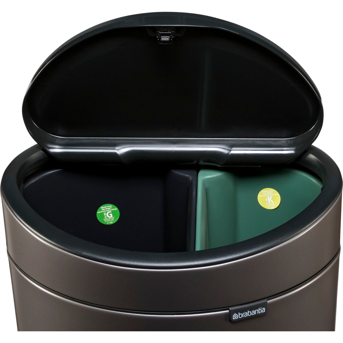 Brabantia Waste Bin Touch Bin New,recycle, 23+10 L Platinum