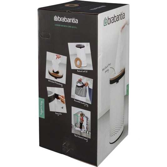 Brabantia Laundry Bin, 35 L dark grey / white