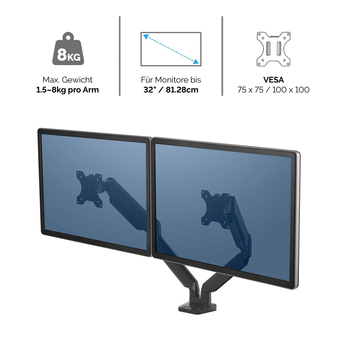 Fellowes Platinum Series Dual Monitor Arm white