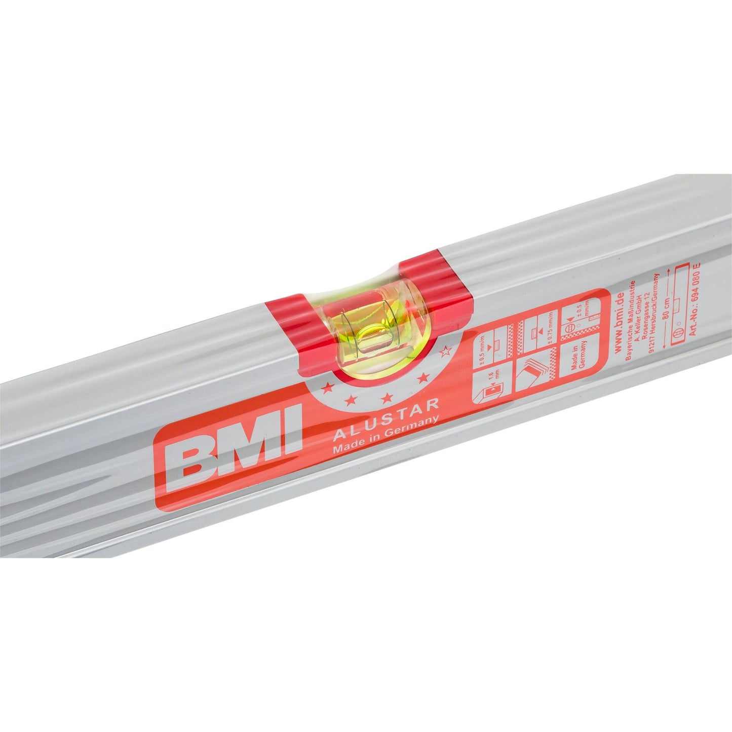 BMI Alustar 80cm anodized Aluminium Profile Spirit Level