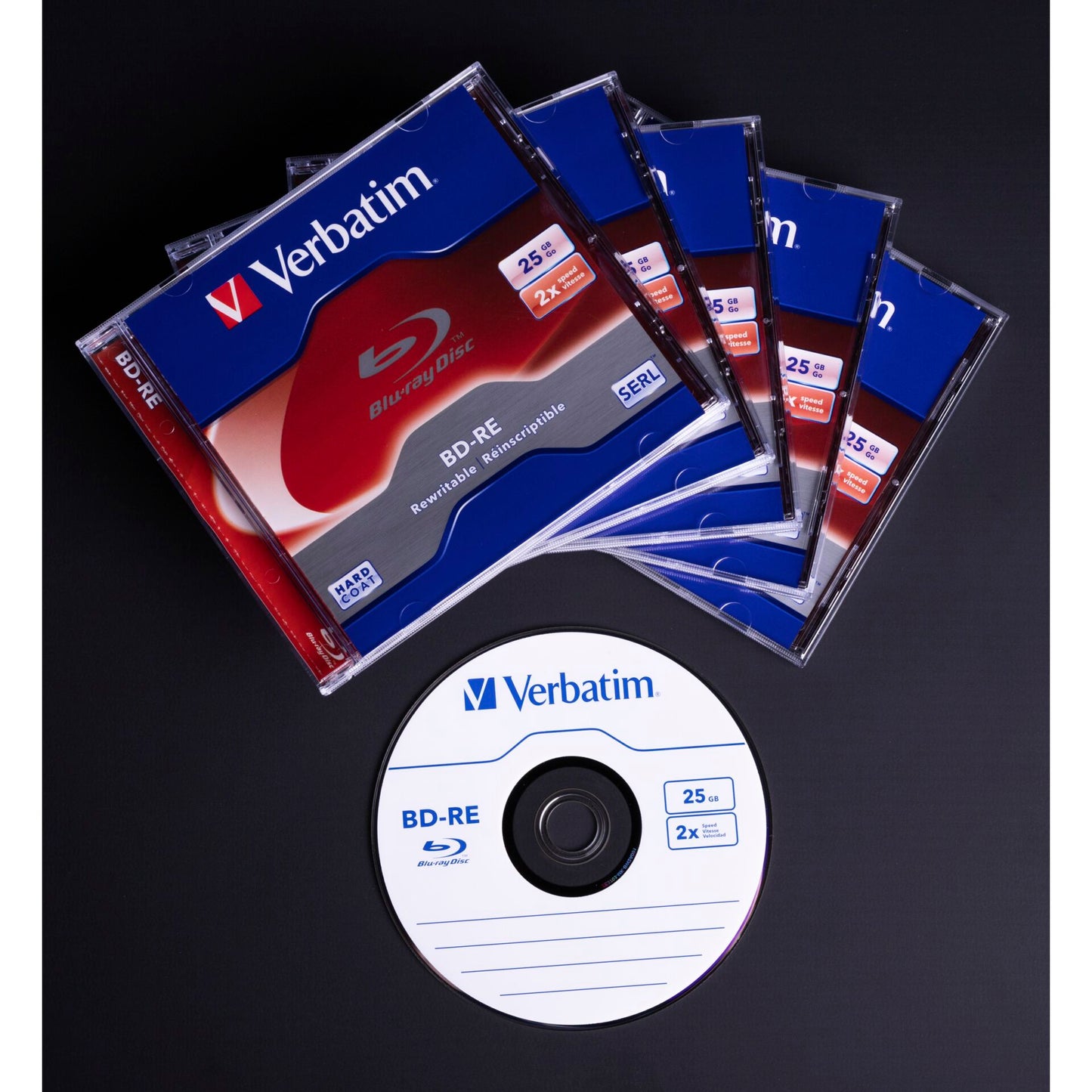 1x5 Verbatim BD-RE Blu-Ray 25GB 2x Speed, Jewel Case