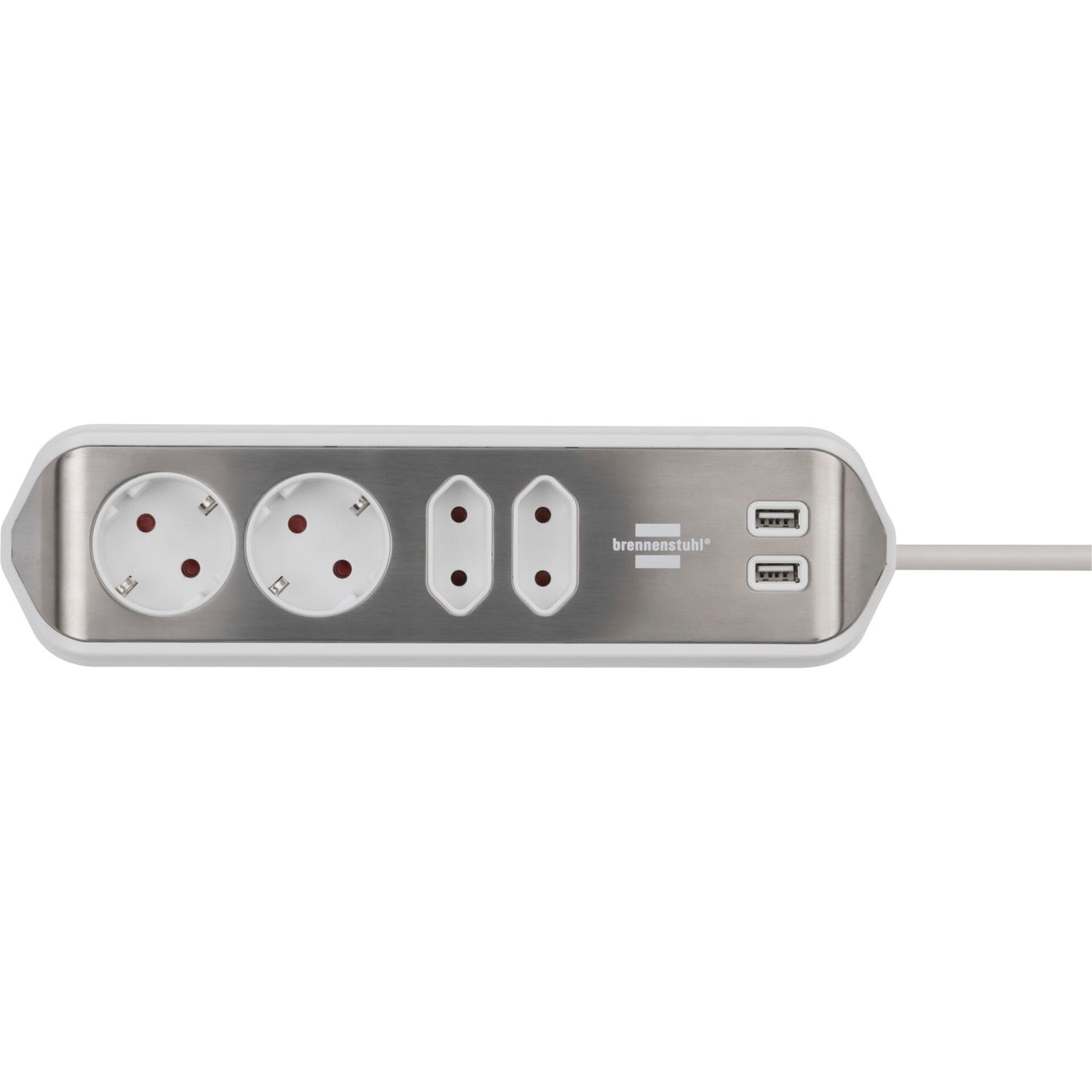 Brennenstuhl estilo Corner 4-way Extension Lead silver/white