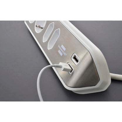 Brennenstuhl estilo Corner 4-way Extension Lead silver/white