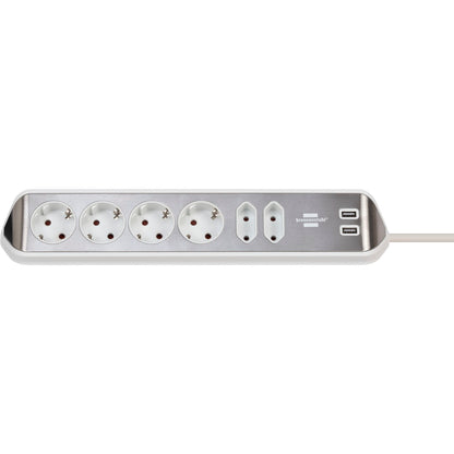 Brennenstuhl estilo Corner 6-way Extension Lead  white