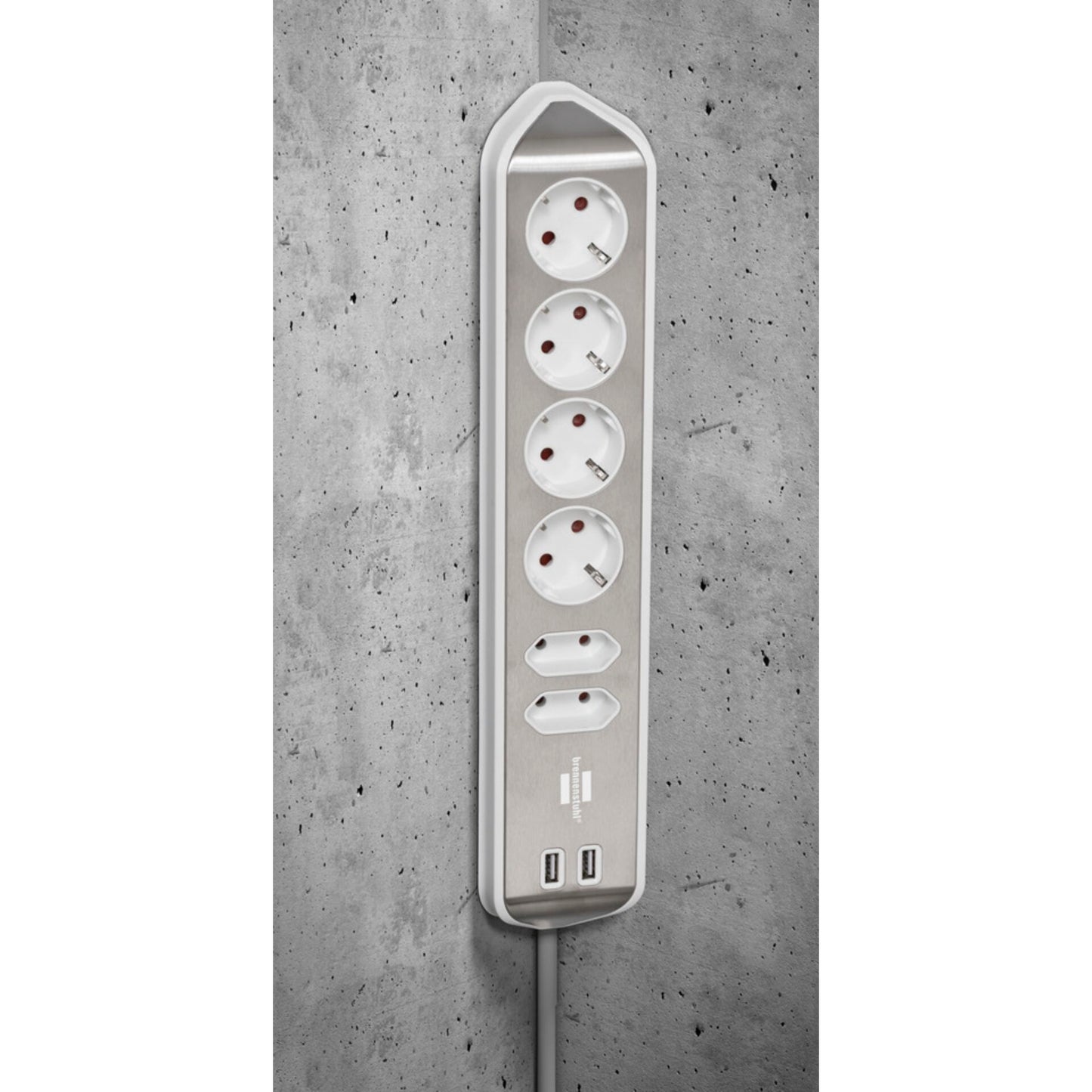 Brennenstuhl estilo Corner 6-way Extension Lead  white