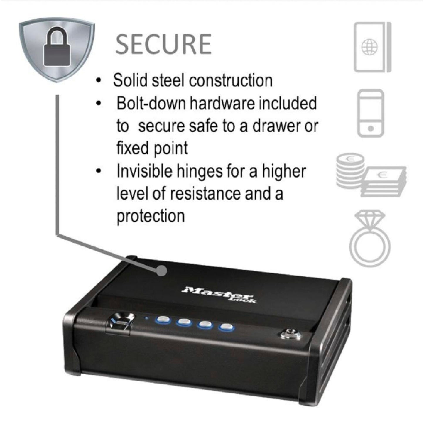 Master Lock Small Safe MLD08EB biometric lock