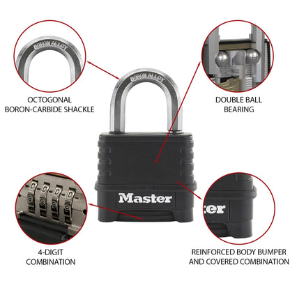Master Lock Combination Lock Zinc     56mm black   M178EURDLF