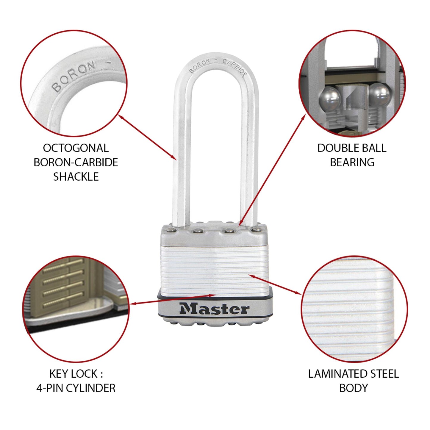 Master Lock Padlock laminated Steel Body       45mm M1EURDLJ