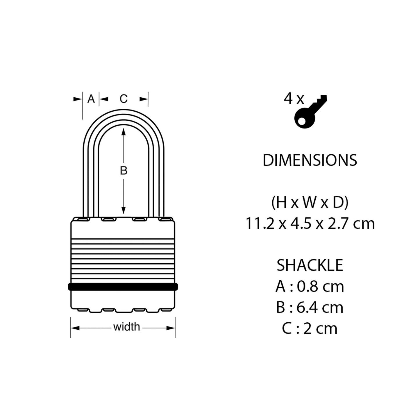 Master Lock Padlock laminated Steel Body       45mm M1EURDLJ