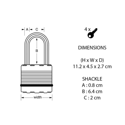 Master Lock Padlock laminated Steel Body       45mm M1EURDLJ