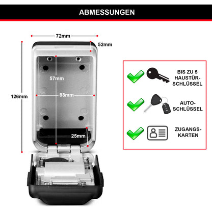 Master Lock Key Box 5425EURD illuminated,  Wall Bracket