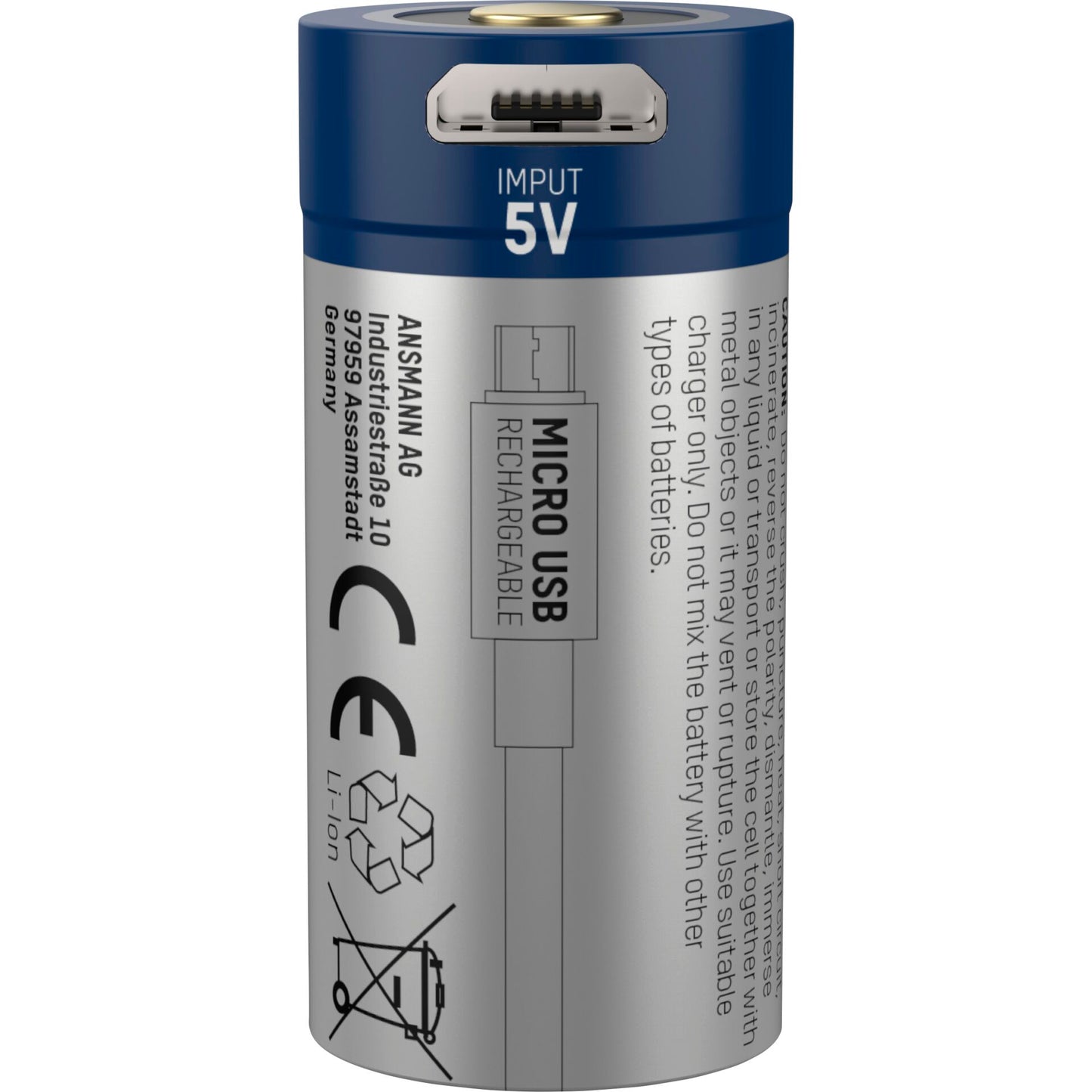 Ansmann 16340 Li-Ion Akku 850mAh 3,6V Micro USB Input  1300-0015