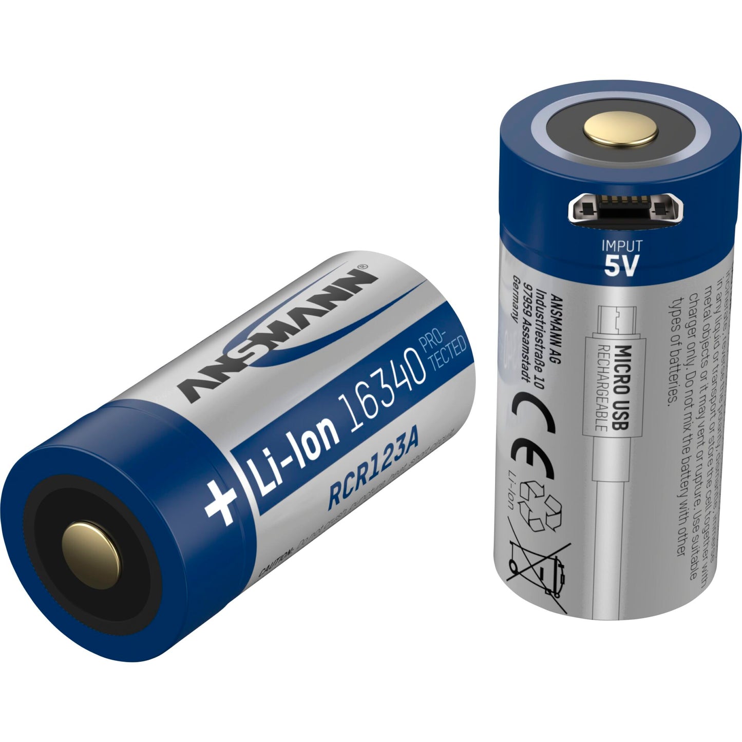 Ansmann 16340 Li-Ion Akku 850mAh 3,6V Micro USB Input  1300-0015