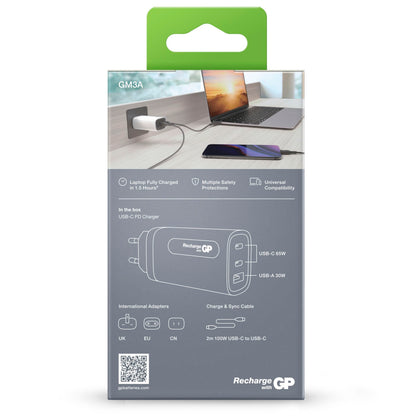 GP GaN USB QuickChargeAdapter PD 2xUSB-C & 1xUSB-A white  65W