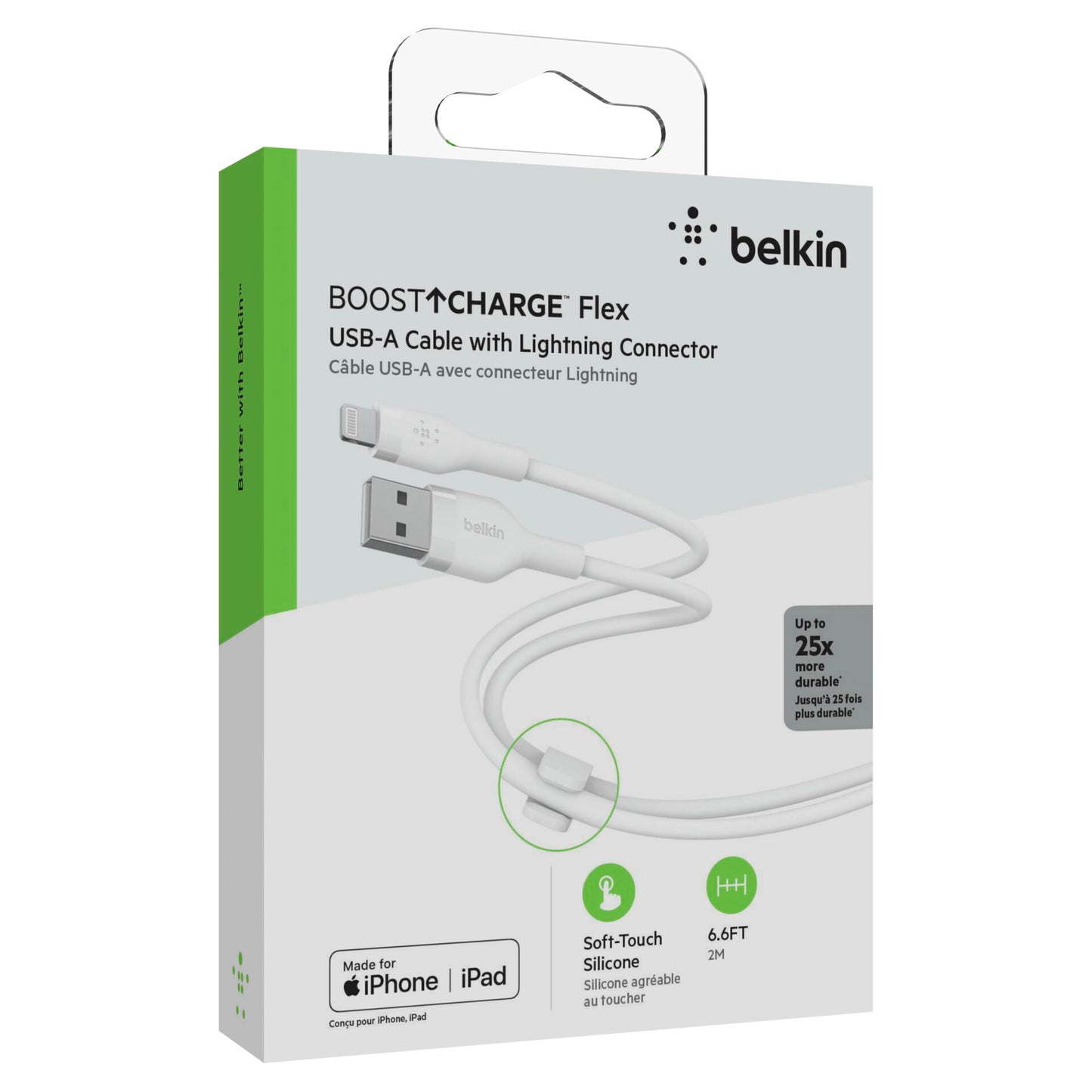 Belkin Flex Lightning/USB-A 2m mfi cert., white CAA008bt2MWH