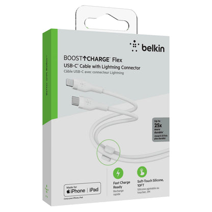 Belkin Flex Lightning/USB-C 15W 3m, mfi, 15W, white CAA009bt3MWH