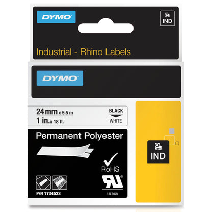 Dymo Rhino 6000+ Perm. Polyester 24 mm x 5,5 m black to trans.