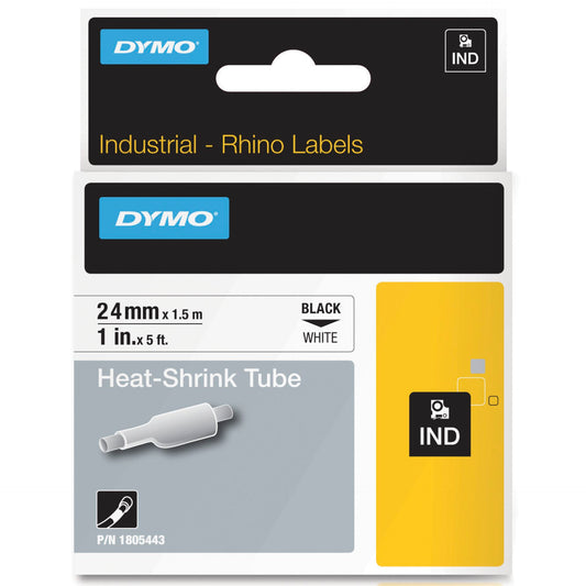 Dymo Rhino Heat-Shrink Tube 24 mm x 1,5 m black to white
