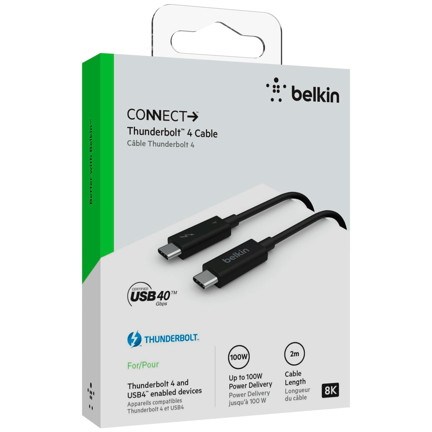 Belkin Thunderbolt 4-Cable USB-C 40Gb/s 100W 0,8m    INZ002bt2MBK