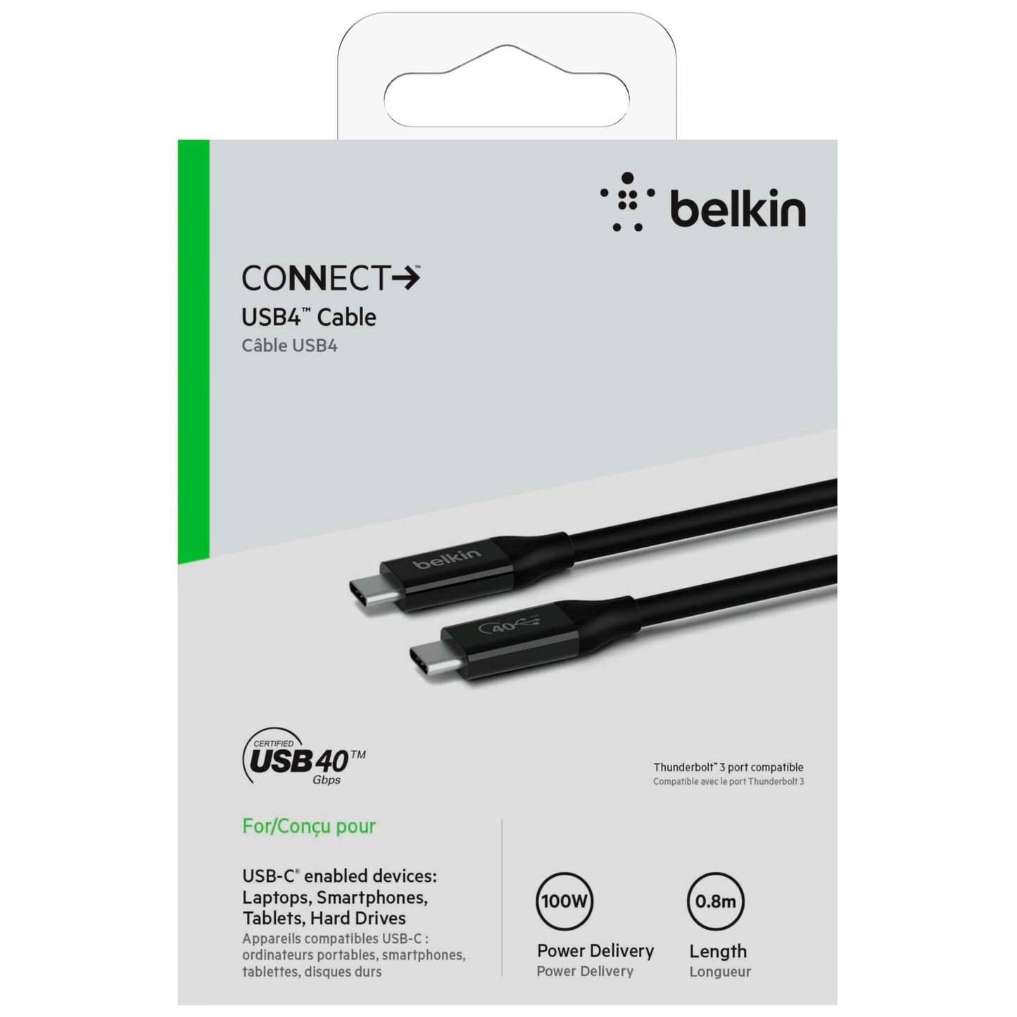 Belkin USB4 Cable USB-C/USB-C 40Gb/s 100W 0,8m   INZ001bt0.8MK