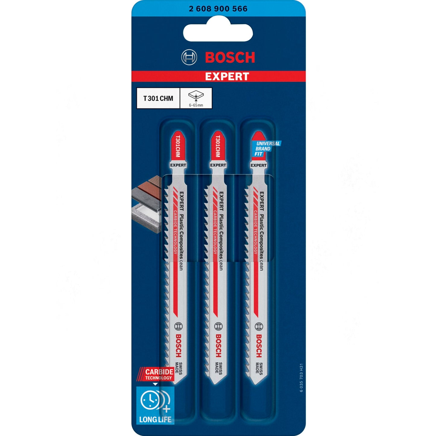Bosch EXPERT jigsaw blades T301CHM 3Stk Resin Composites