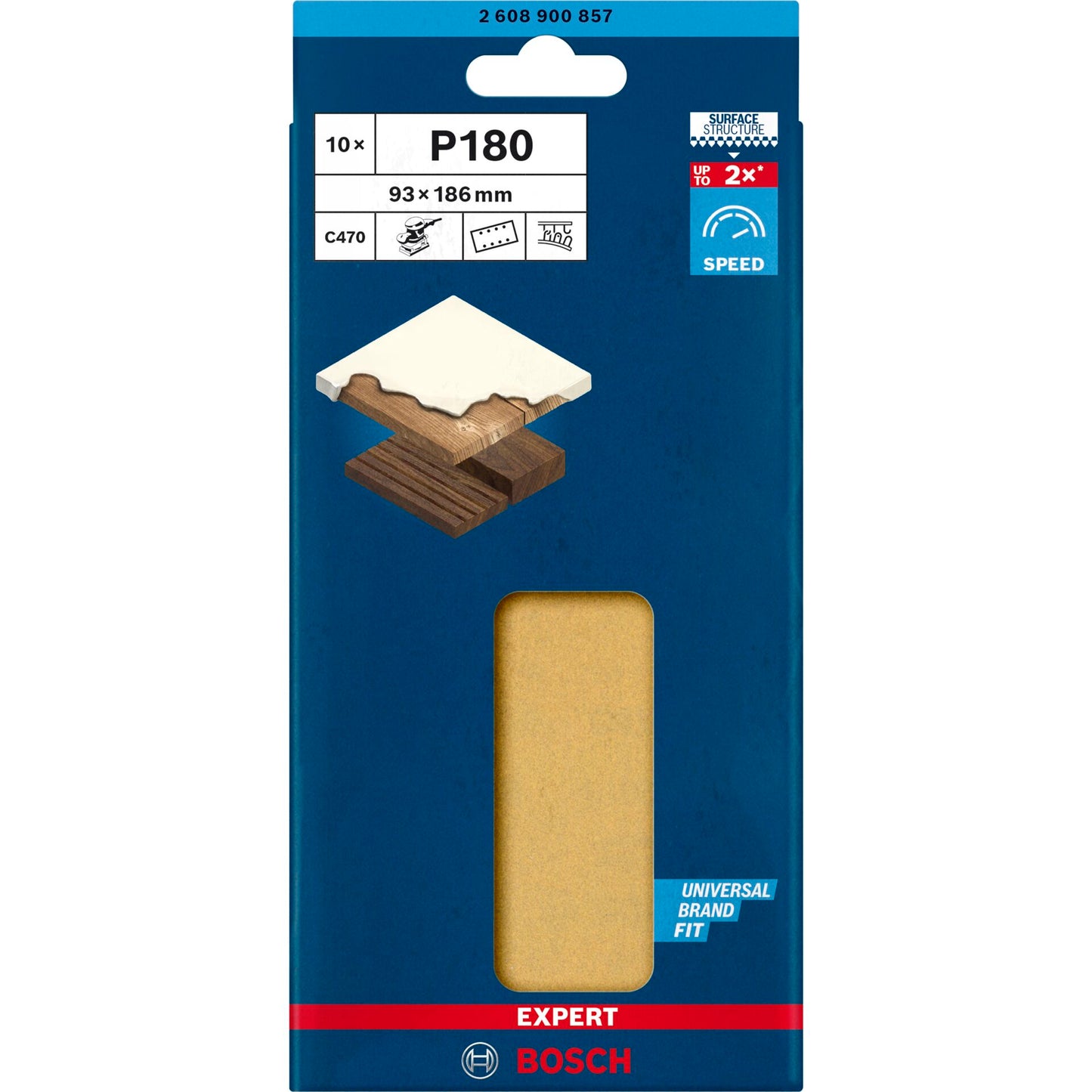 Bosch EXPERT Sanding Pad C470, 93x186mm,K180, 10x