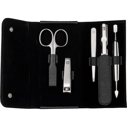 Zwilling CLASSIC snap fastener leather case, black, 5 pcs.