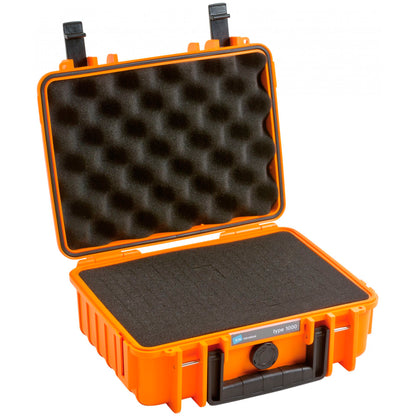 B&W Outdoor Case Type 1000 orange with pre-cut foam inlay