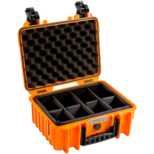 B&W Outdoor Case Type 3000 orange incl. divider system
