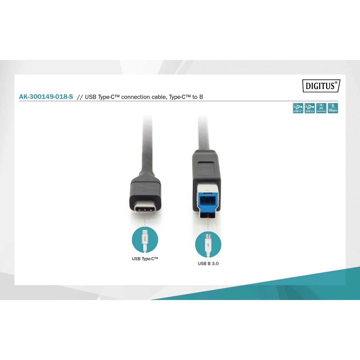 DIGITUS USB Type-C Cable Type-C to USB 3.0      AK-300149-018-S