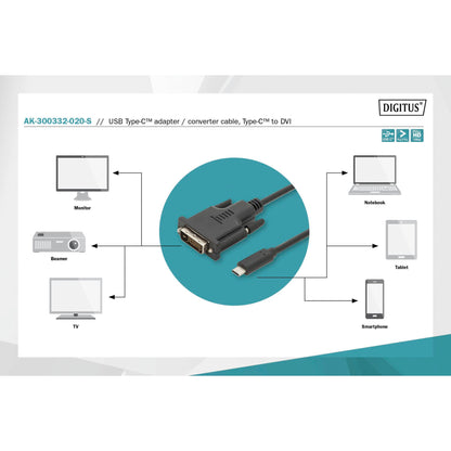 DIGITUS USB Type-C Adapter- / Convertercable Type-C to DVI
