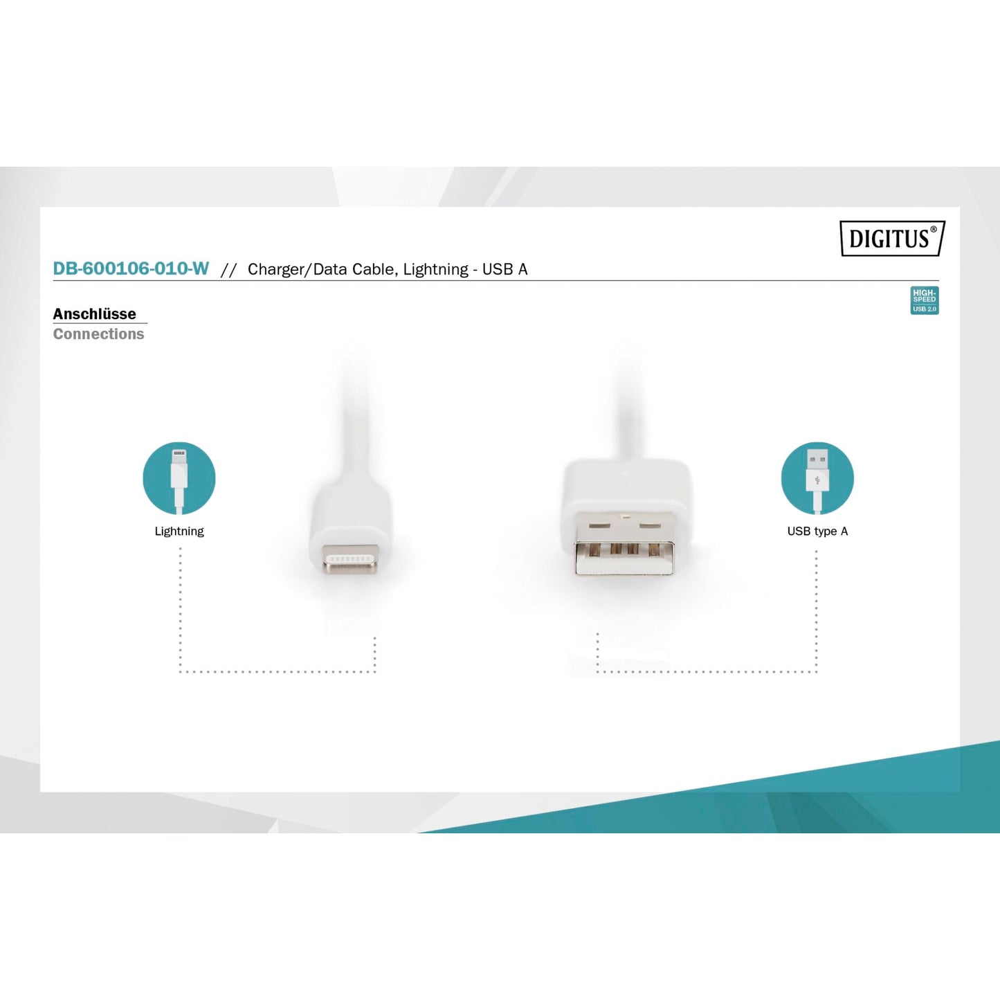 DIGITUS Lightning to USB A Data Cable MFI certified
