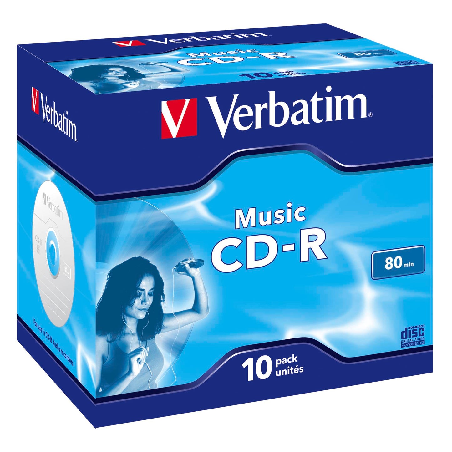 1x10 Verbatim CD-R 80 / 700MB Audio Color  Live it  Jewel Case