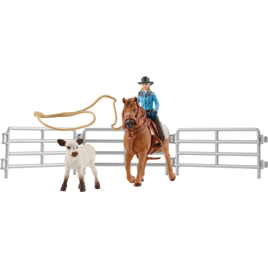 Schleich Farm World     42577 Cowgirl Team Roping Fun