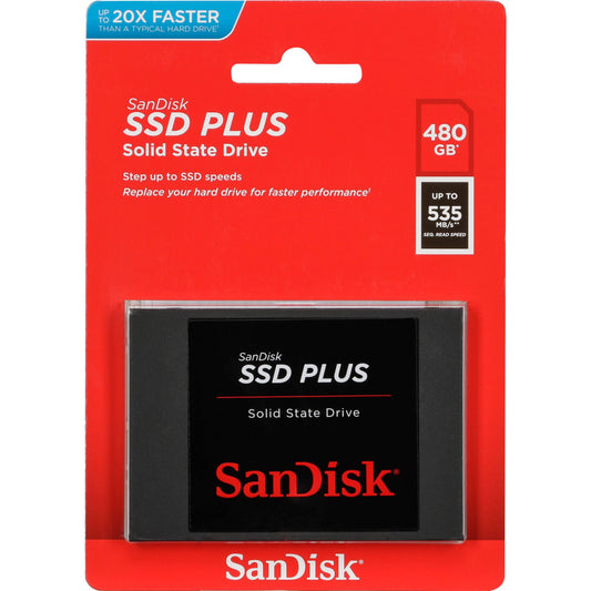 SanDisk SSD Plus           480GB Read 535 MB/s    SDSSDA-480G-G26