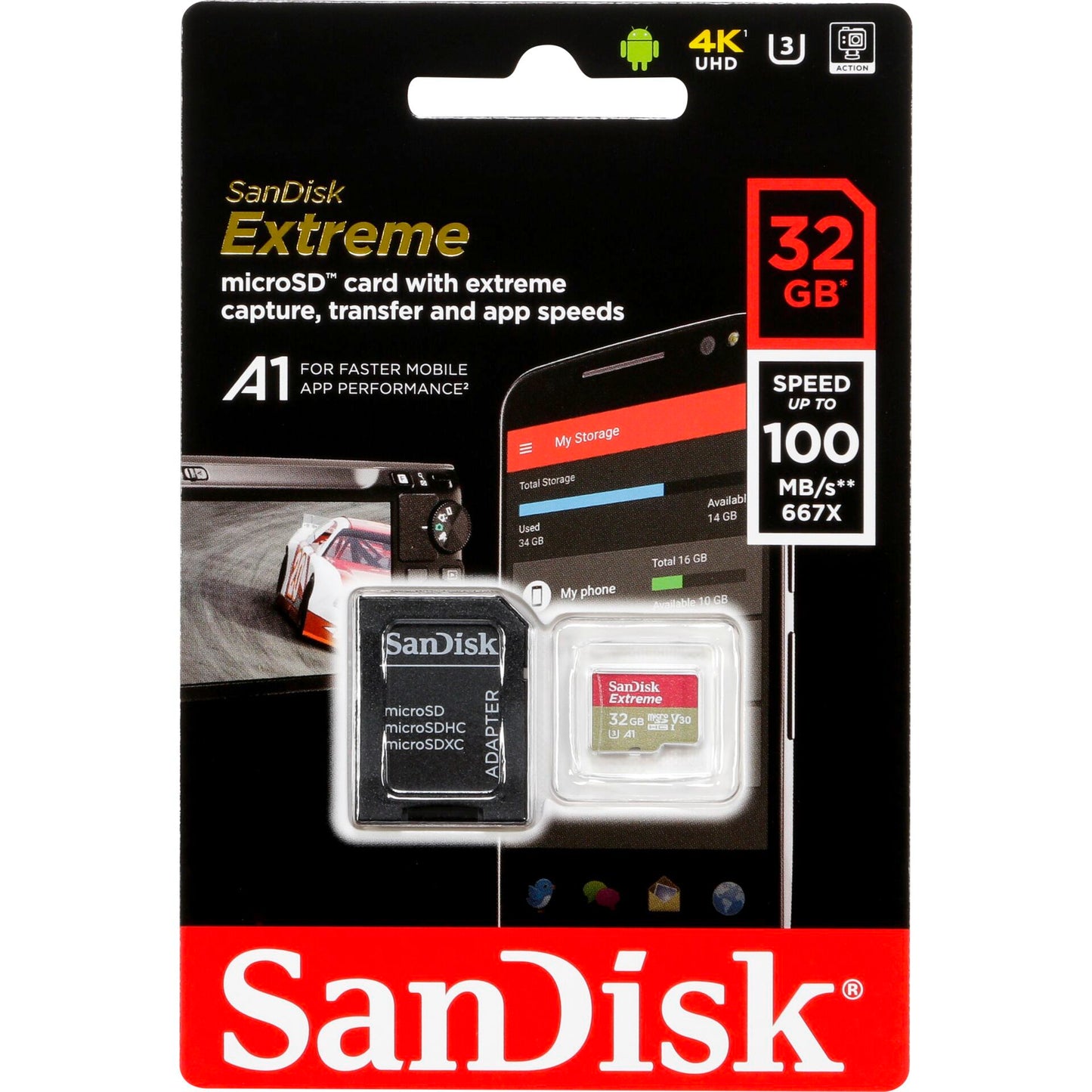 SanDisk microSDHC V30 A1    32GB Extreme 100MB SDSQXAF-032G-GN6MA