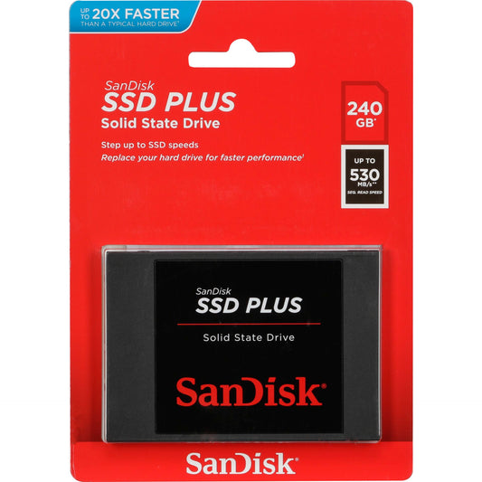 SanDisk SSD Plus           240GB Read 530 MB/s    SDSSDA-240G-G26
