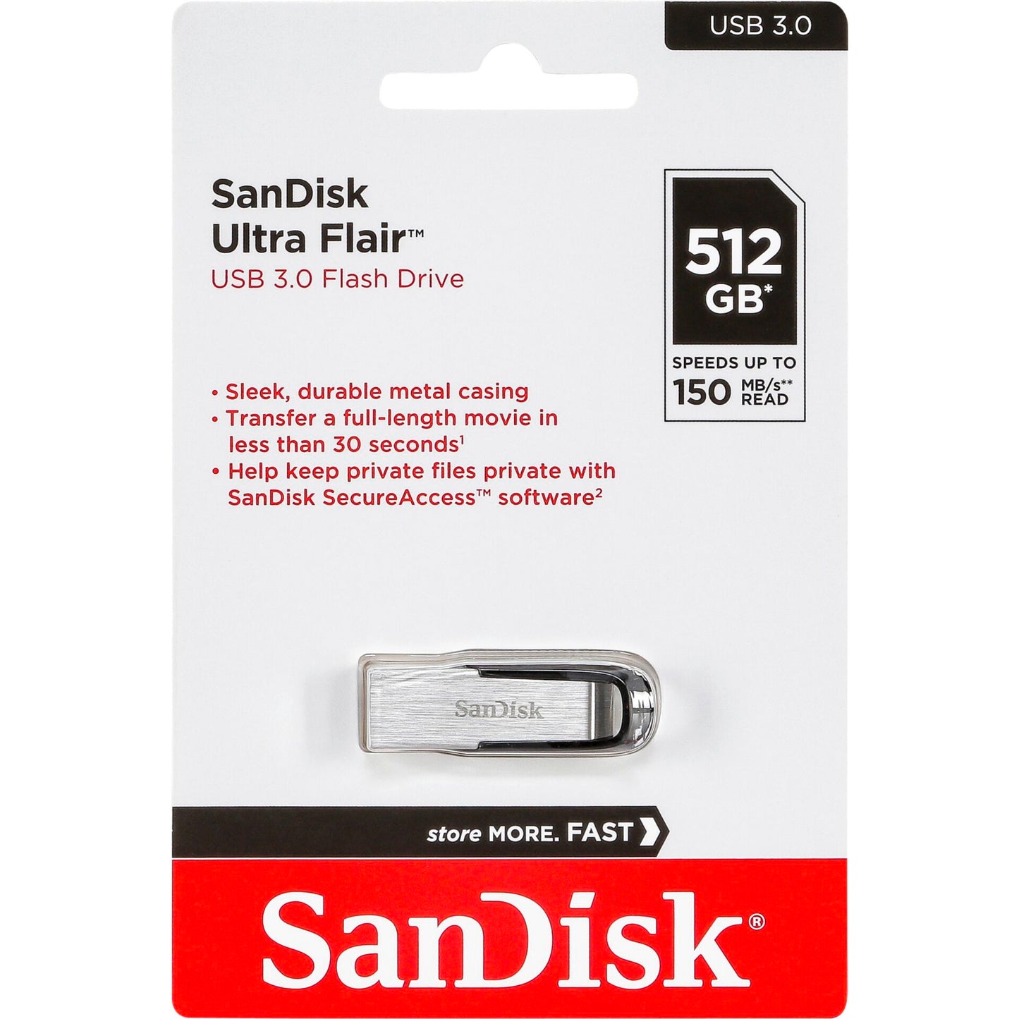 SanDisk Cruzer Ultra Flair 512GB USB 3.0 150MB/s  SDCZ73-512G-G46